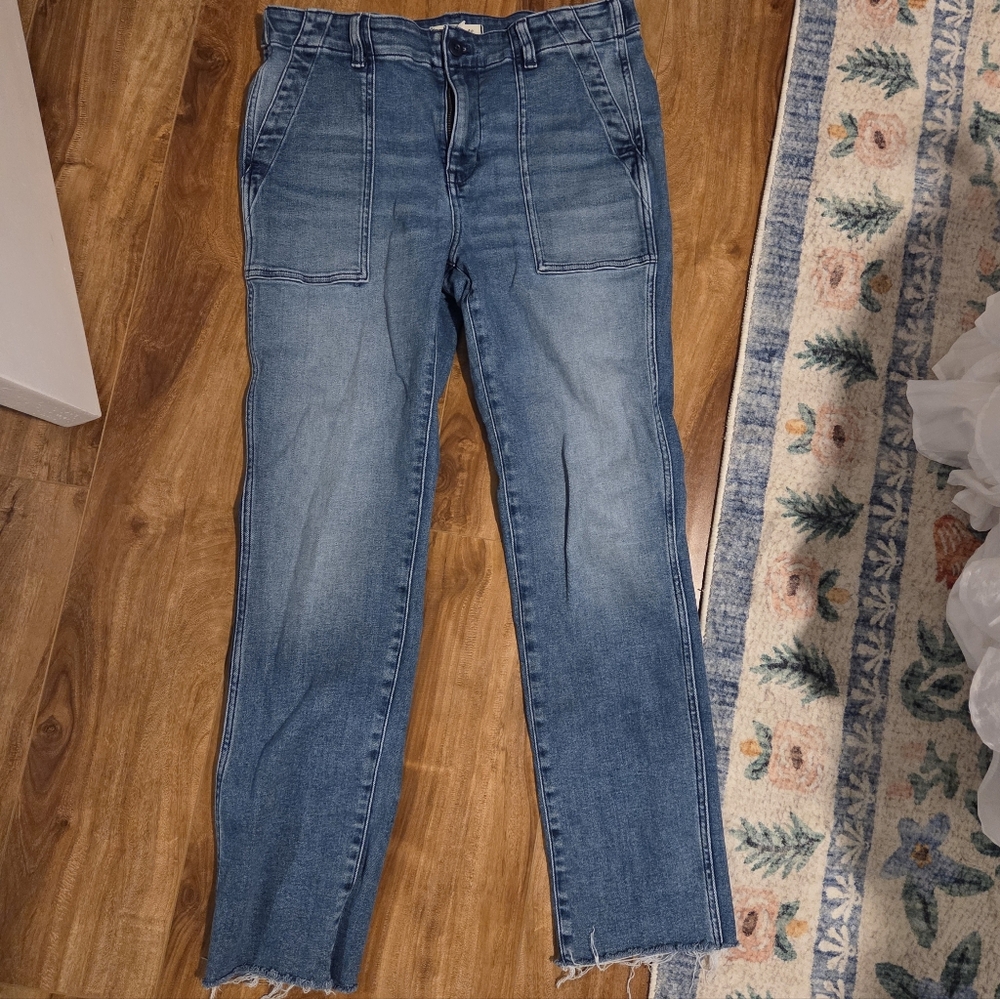 EUC Madewell Slim Straight Utility Pant In Denim, 30 Petite